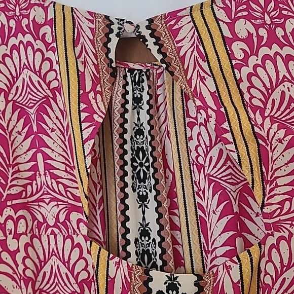 LOFT Pink and Yellow Patterned Sleeveless Dress - Picture 4 of 5